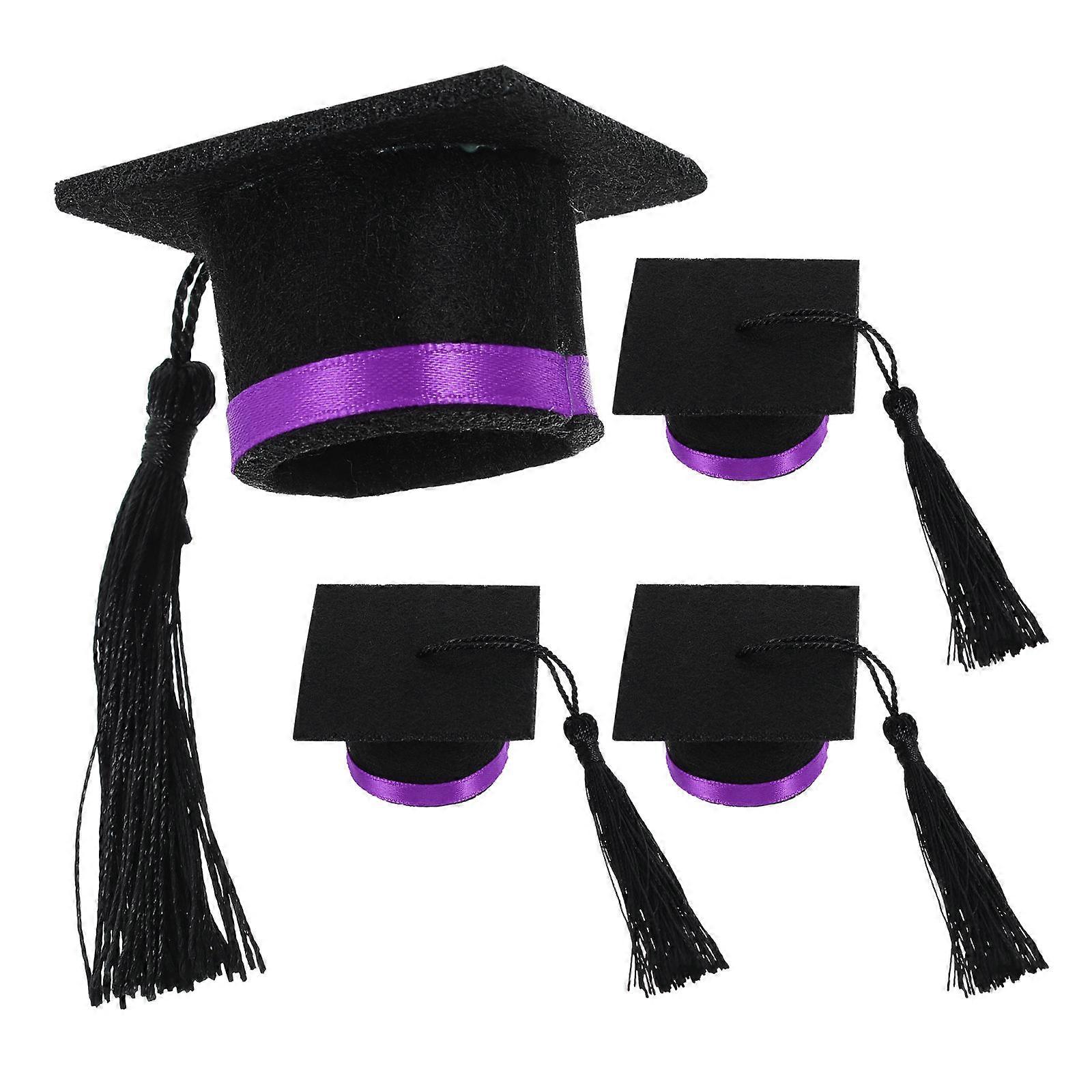 4pcs Mini Graduation Cap Bottle Toppers with Tassel – Decorative Beverage Bottle Caps for Graduation Parties and Celebratory Events