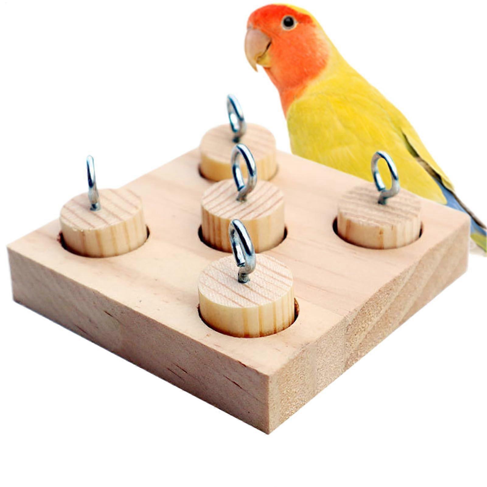 Bird Toy, Interactive Wooden Puzzle Peg Toy for Lovebirds, Durable Chew Device, Engaging Activity for Small Birds