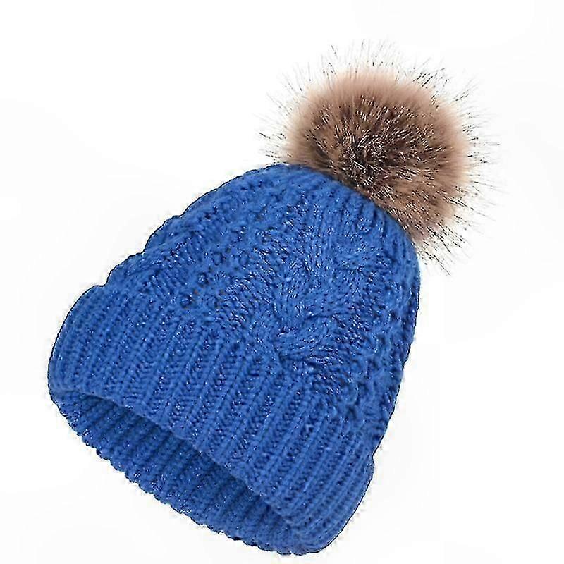 Double Layer Knit Cap with Twist Pattern Warm Beanie Hat for Winter Wear