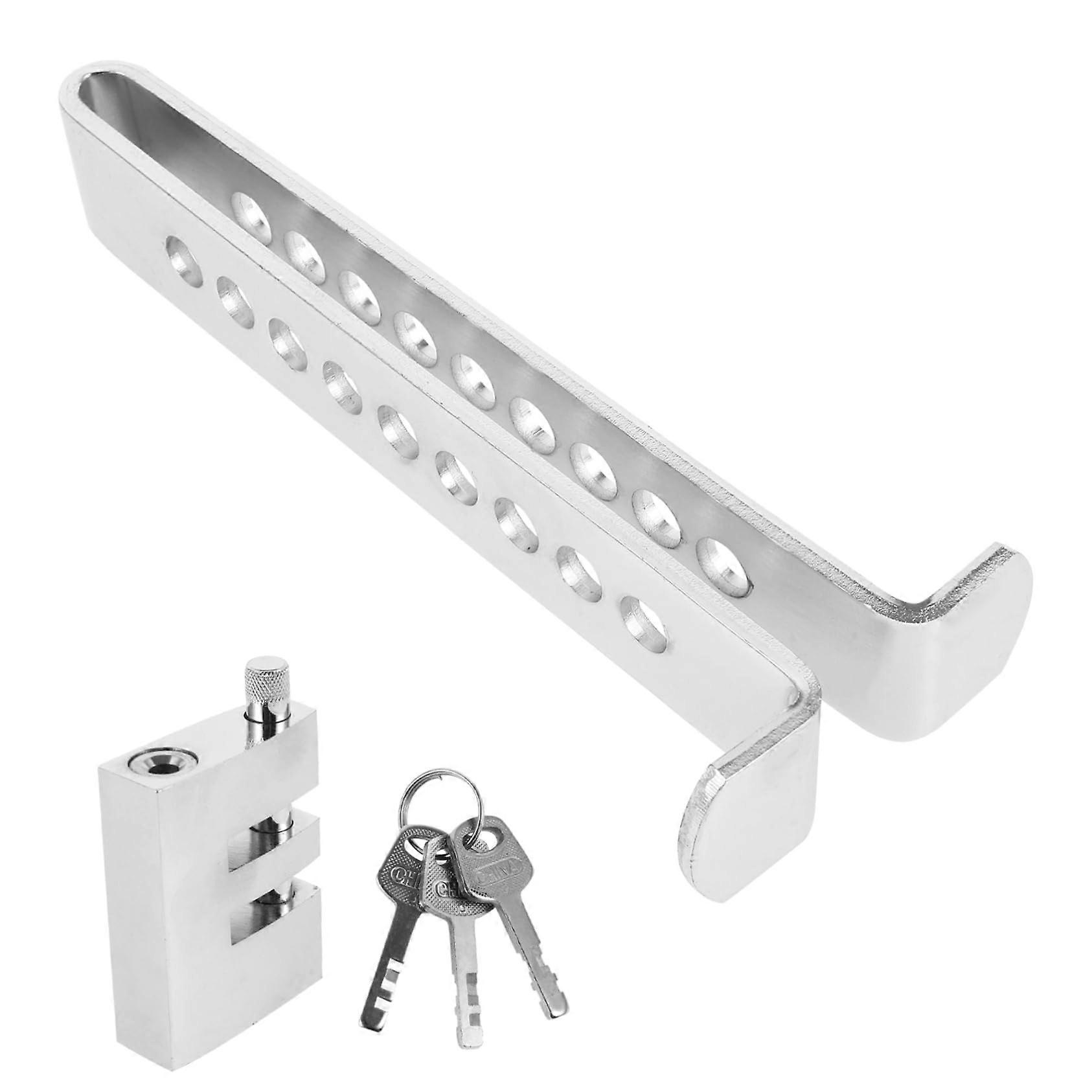 Car Anti-Theft Steering Wheel Lock with Clutch and Pedal Security, Iron Silver Design, Universal Fit for Vehicles