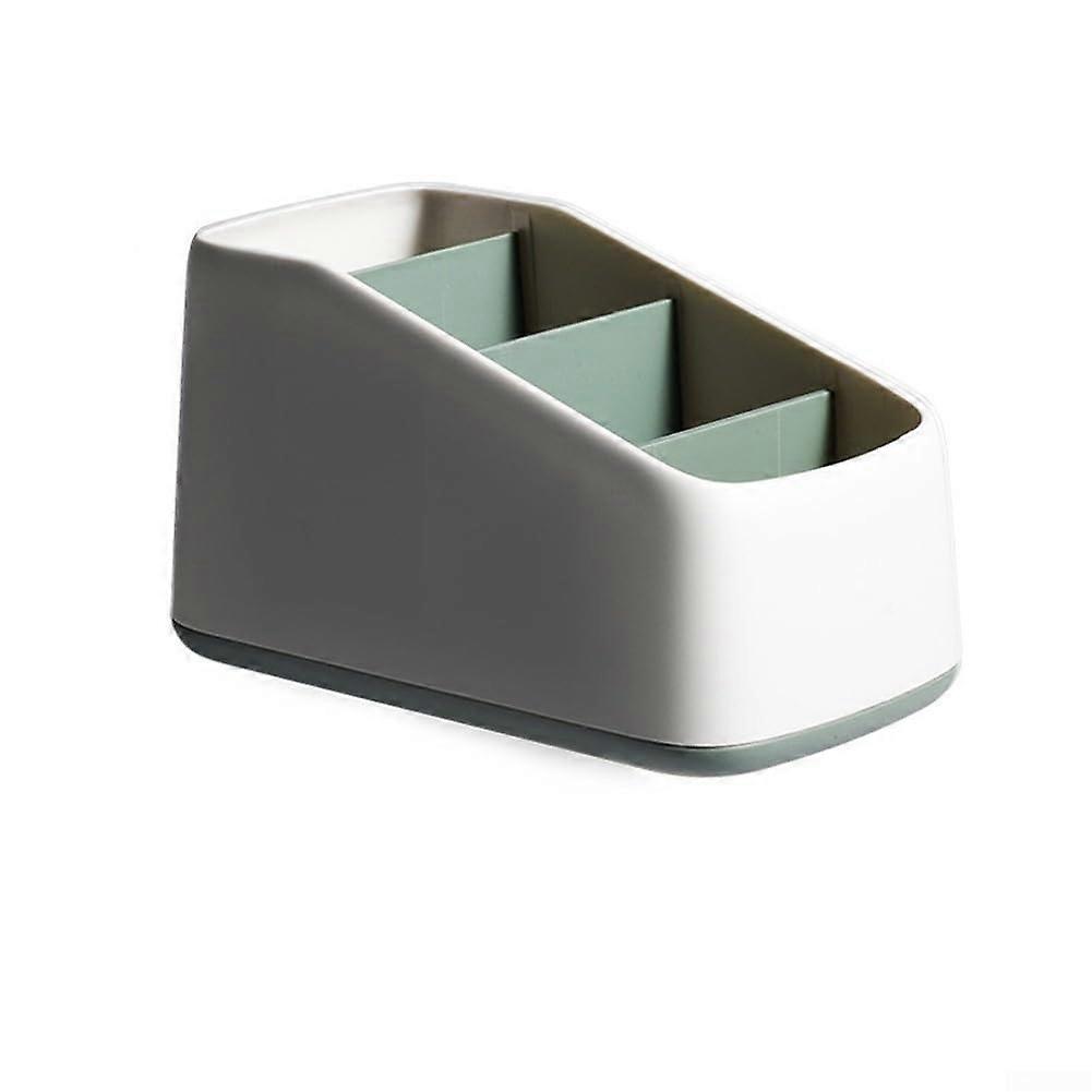 TV Remote Control Stand with 4 Compartments for Organizing TV Remotes, Media Controllers, Office Supplies, Makeup Brushes in Green