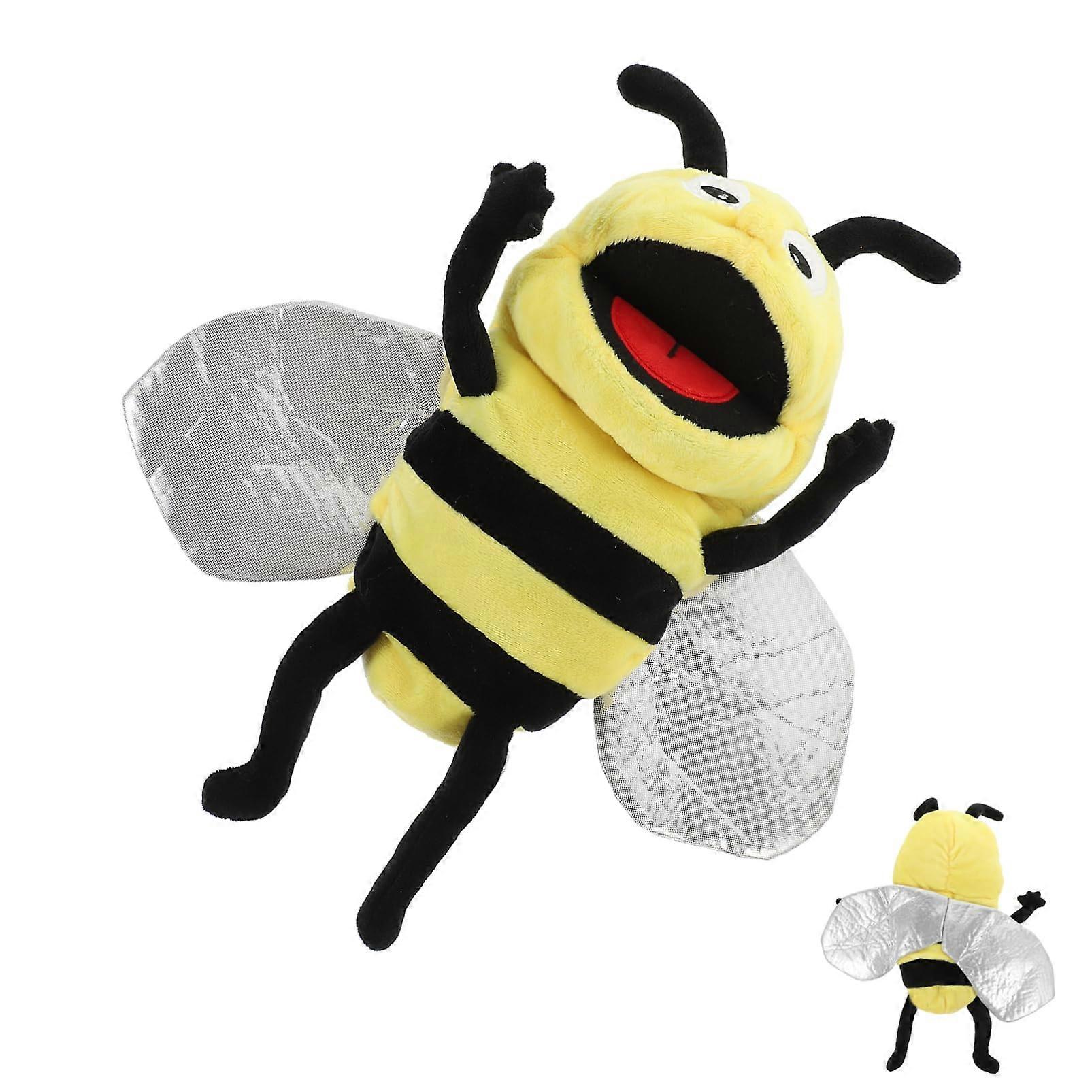 Plush Bee Hand Puppet Interactive Stuffed Animal for Storytelling Safe Comfortable Durable Reusable Material