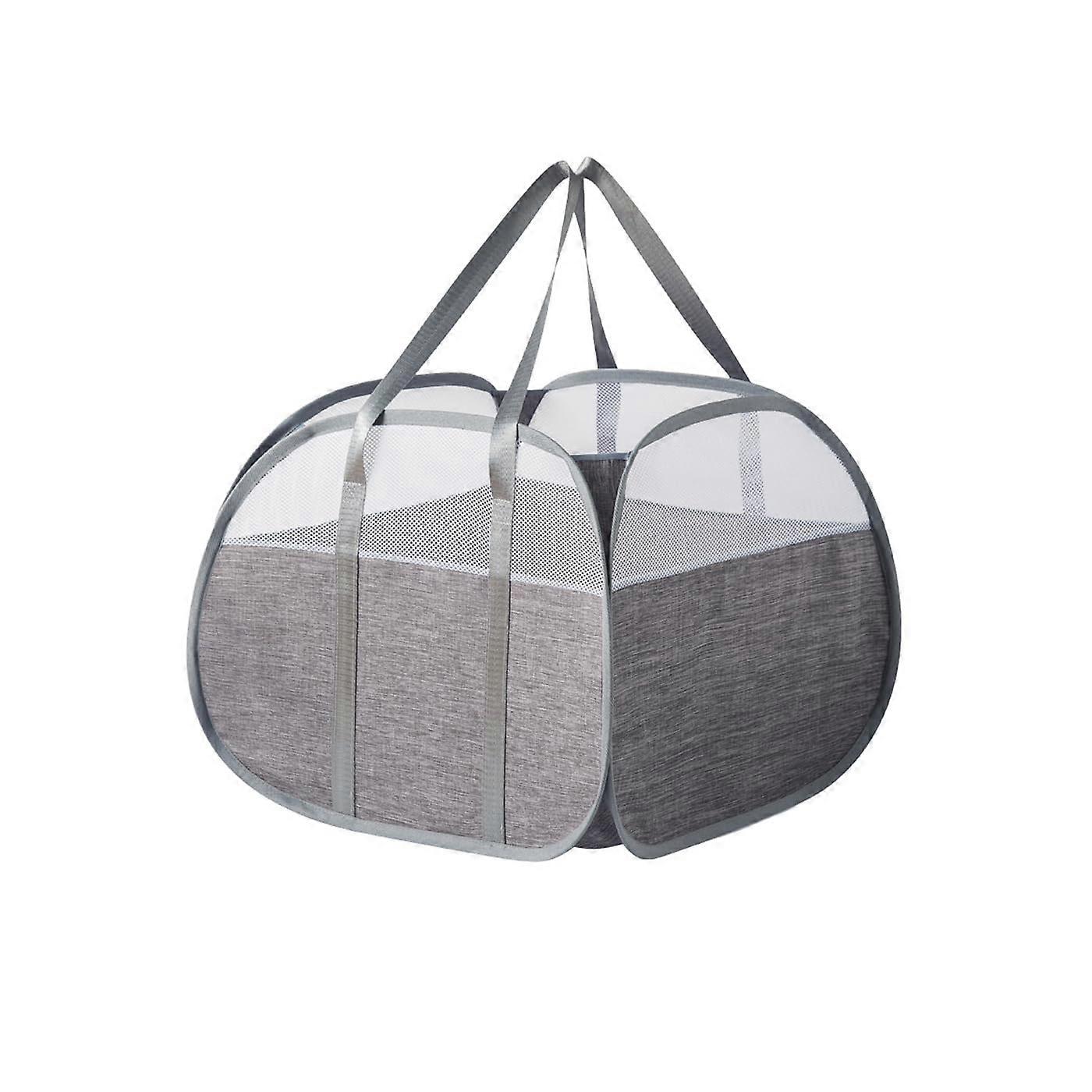 90L Large Collapsible Laundry Basket Pop Up Folding Washing Basket Foldable Laundry Hamper Space Saving Dirty Clothes Storage Basket grey