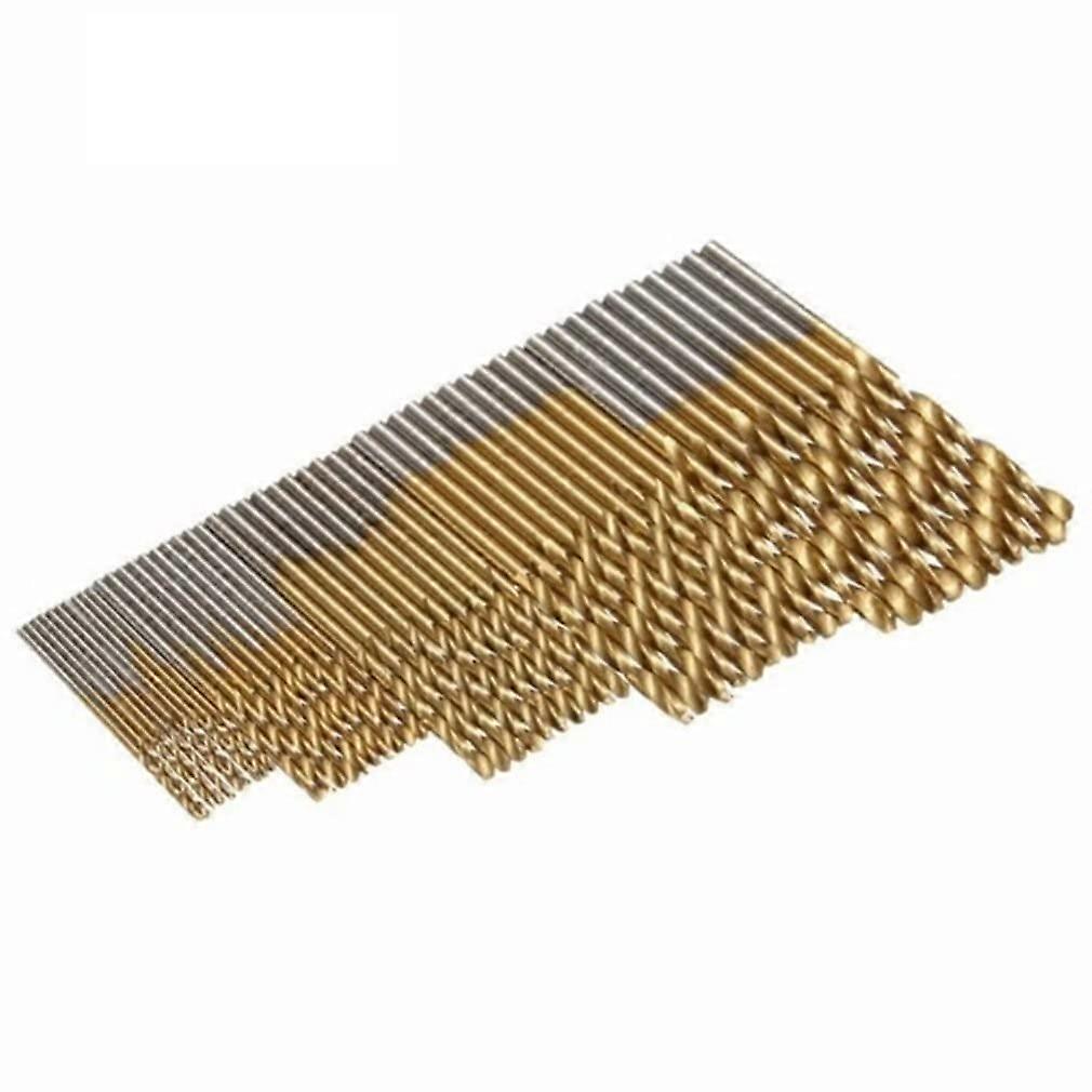 Titanium-Coated HSS Drill Bit Set - 50 Pieces, 1, 1.5, 2, 2.5, 3 mm, Gold Split-Point Bits, Power Tool Accessories