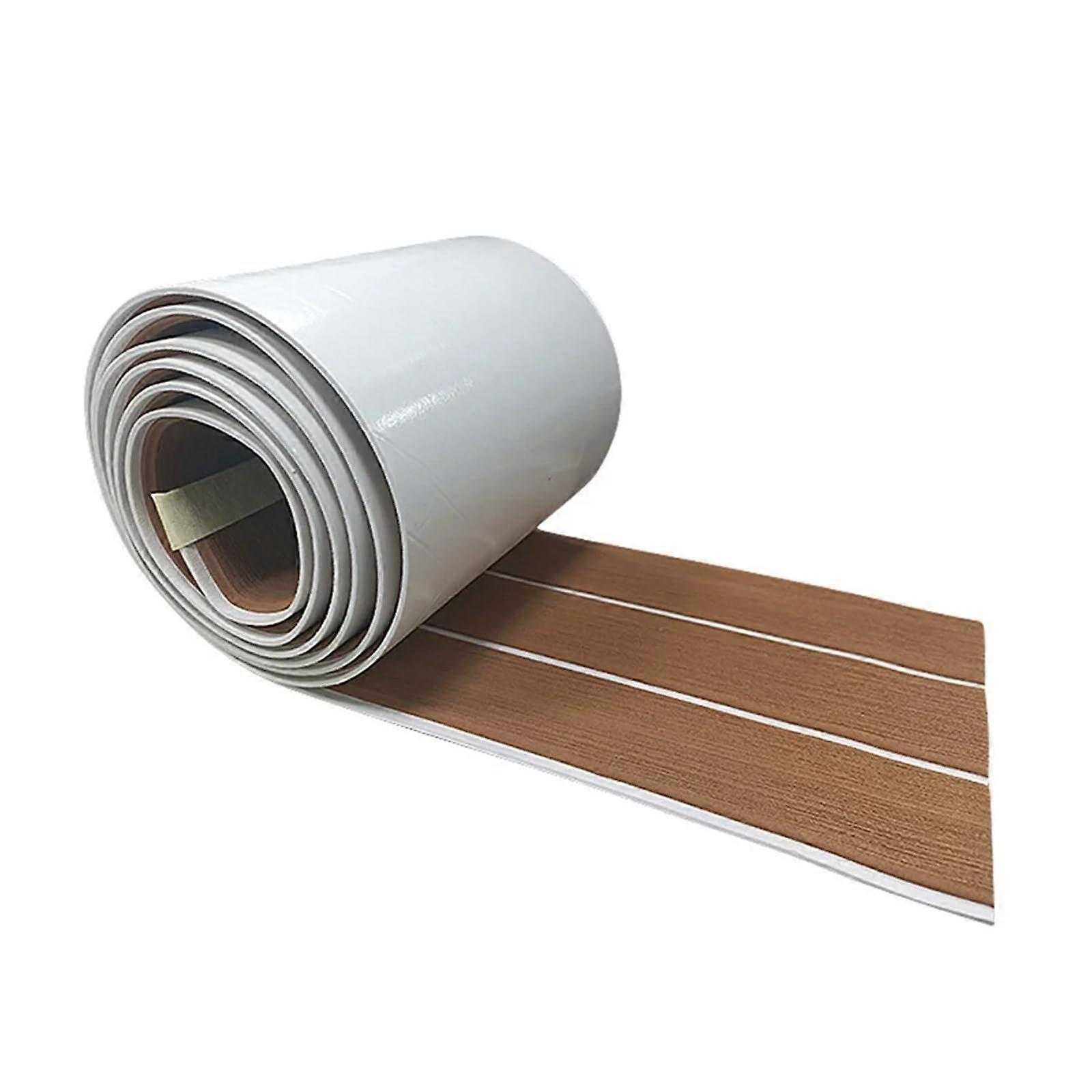 EVA Foam Boat Decking Marine Carpet 2400x17cm Non-Slip Self-Adhesive Pad for Yacht RV Trunk Flooring Brown White