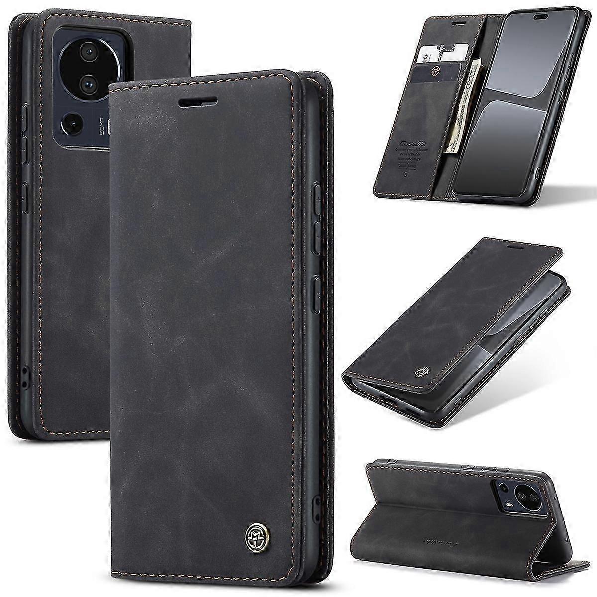 For Xiaomi 13 Lite Horizontal Flip Leather Case with Card Slot and Kickstand Magnetic Closure Protective Cover and RFID Blocking