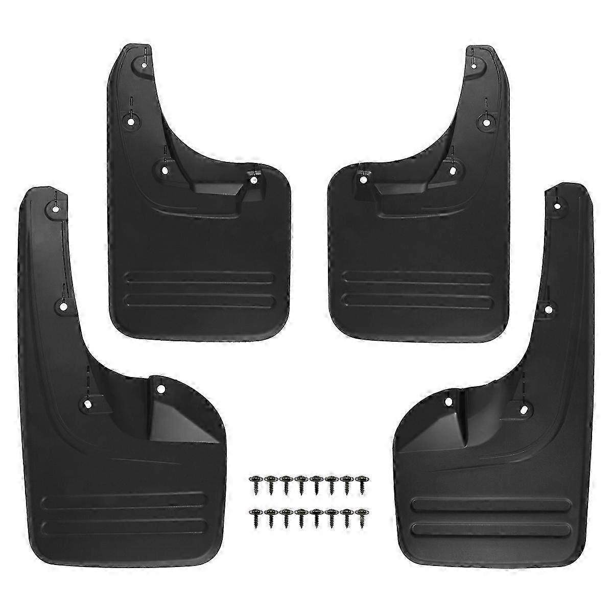 4X Front & Rear Mud Flaps Splash Guards - Direct Bolt Installation for 2005-2014 Plastic Exterior Auto Parts