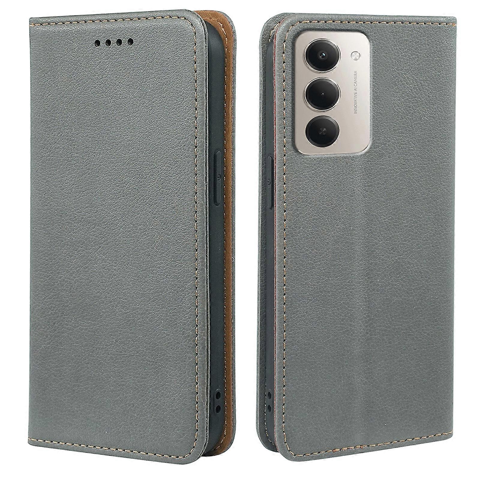 TKdaddy Για Xiaomi Redmi 15 5G Θήκη Πορτοφόλι RFID Μπλοκάρισμα Δερμάτινο κάλυμμα τηλεφώνου Ισχυρό μαγνητικό κλείσιμο Γκρι