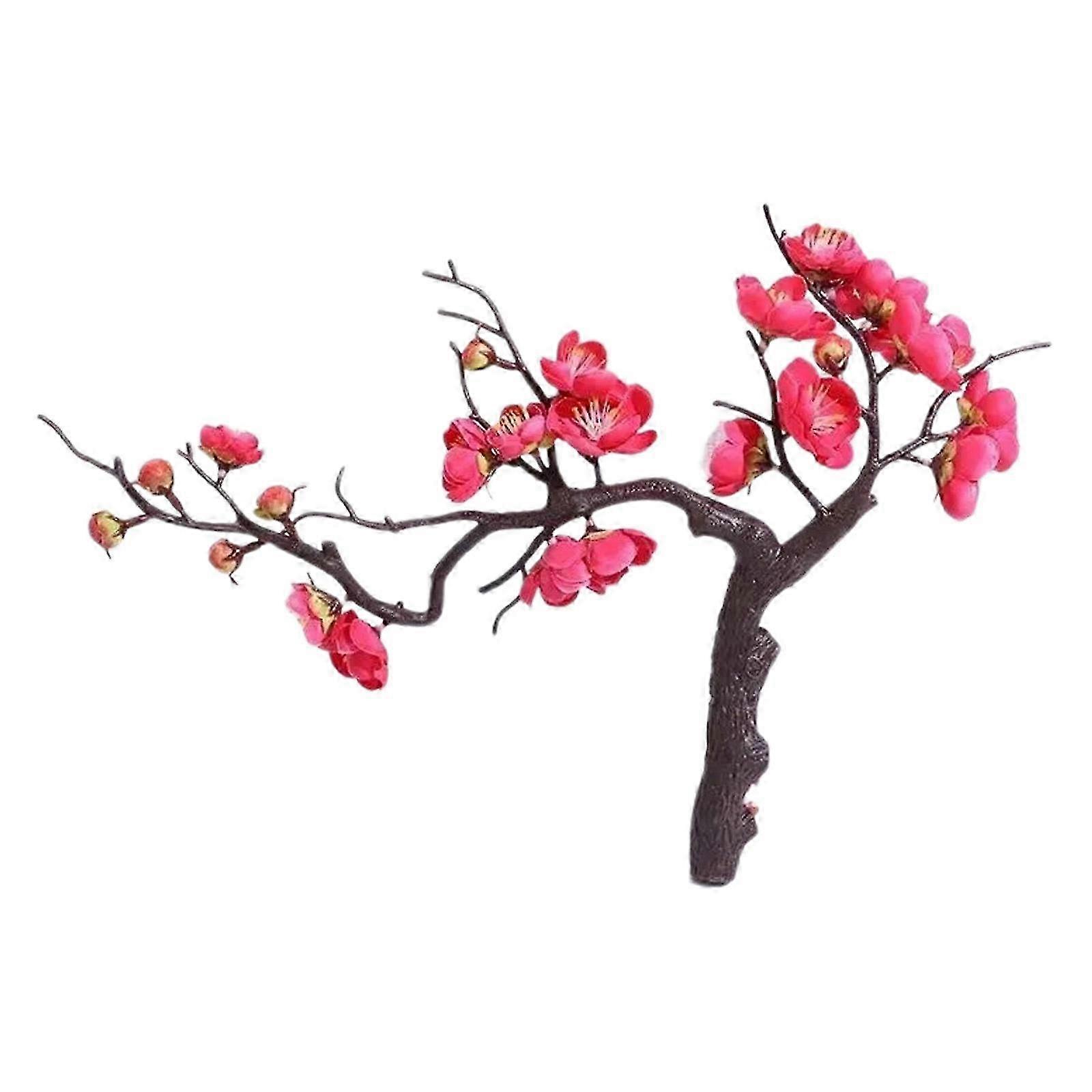 Floare de mătase Floare de prune artificială Bonsai Aranjament decorativ pentru masă Anul Nou Nuntă Home Office Decor Alb