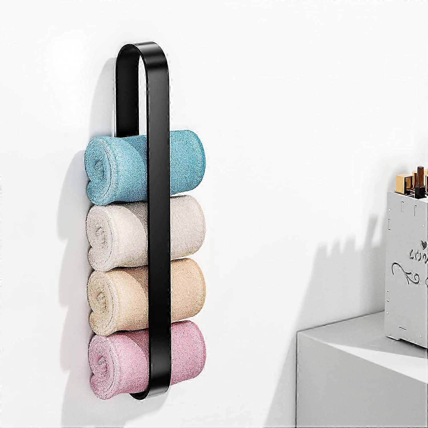 Bathroom Towel Rack Without Drilling Space Aluminum, Black 40cm