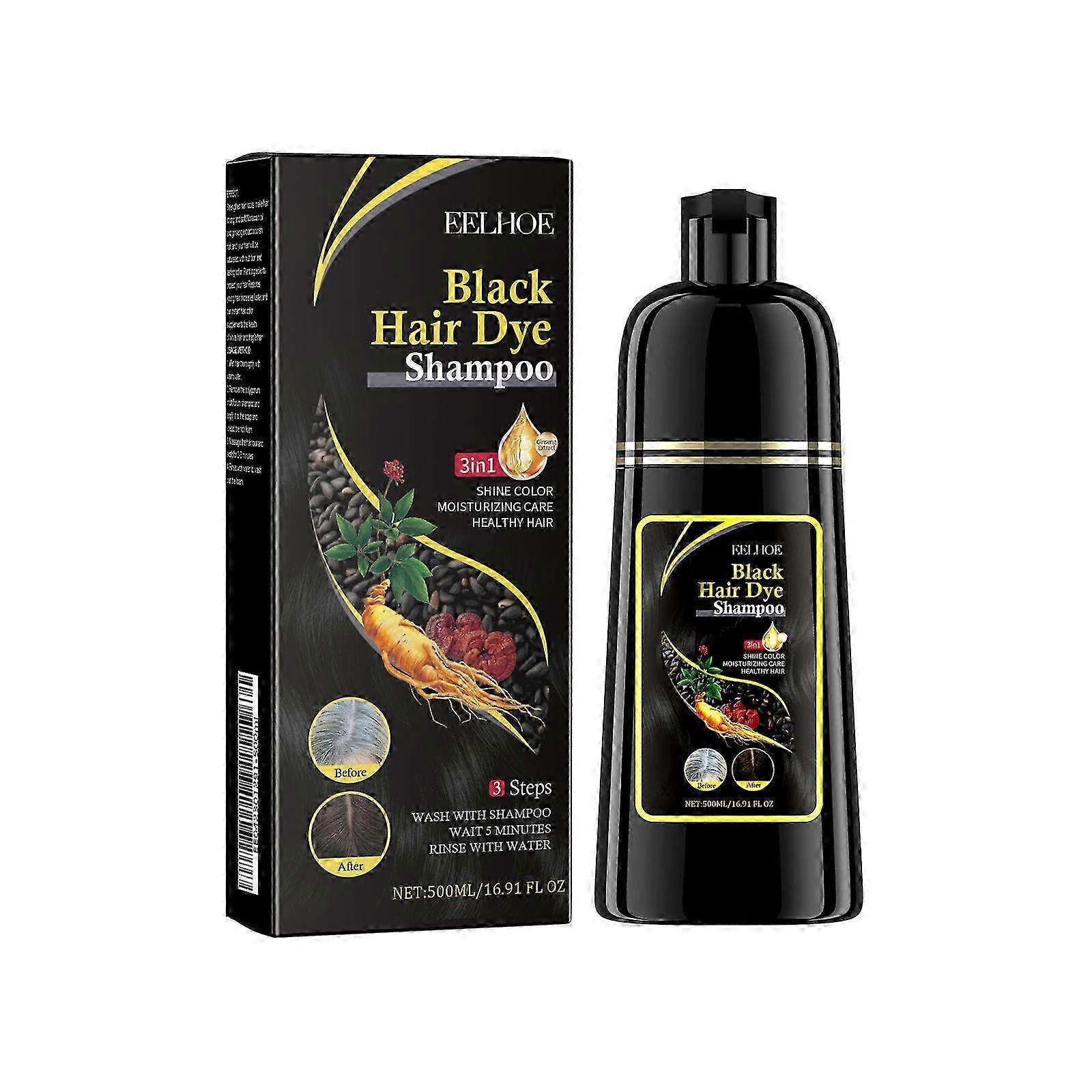 Black Hair Dye Shampoo 3 in 1 Champu Para Canas for Gray Coverage, black pure Sensitive application