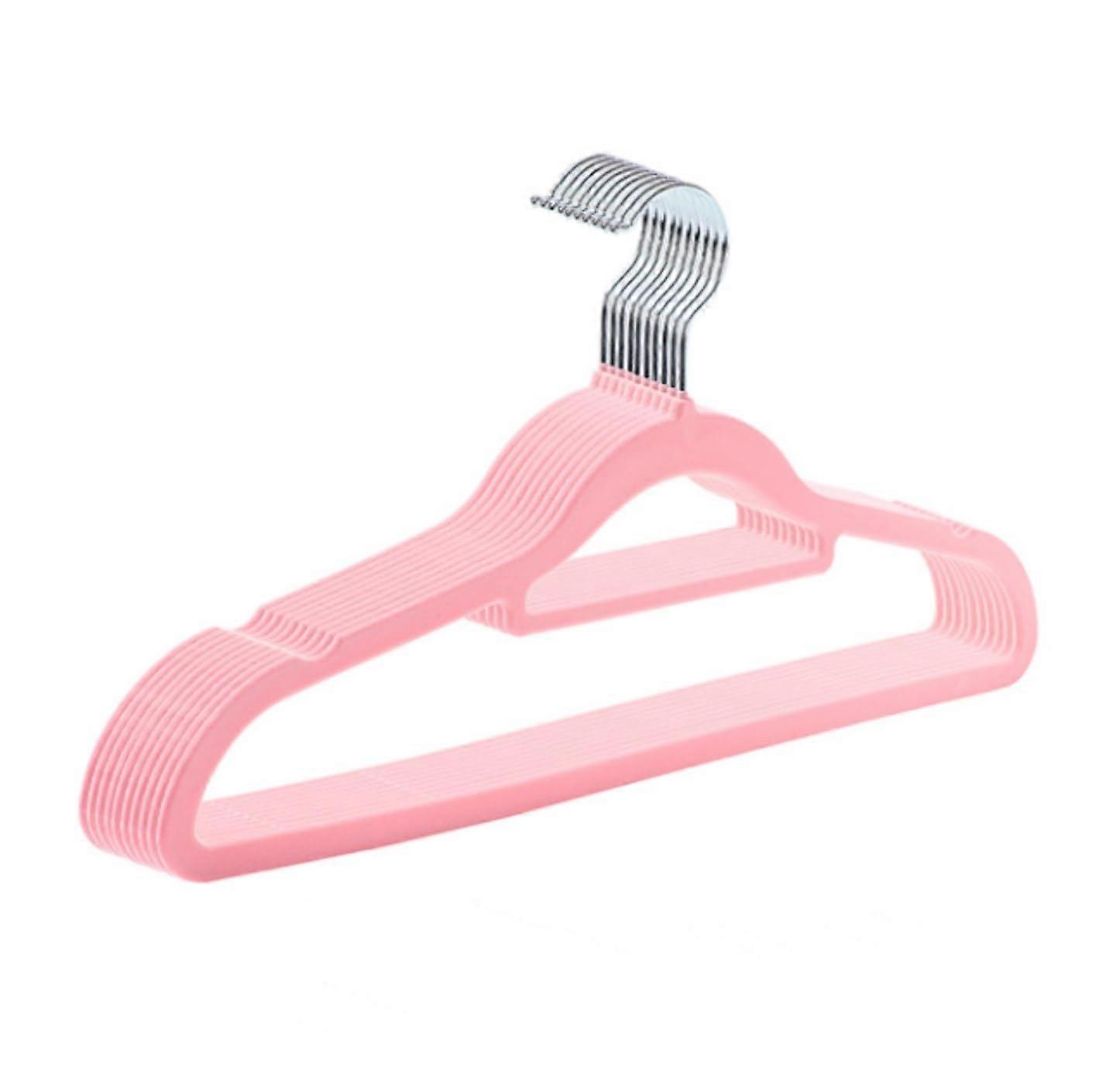 Velvet Hangers 10 Pcs Heavy Duty Non-Slip Suit Hangers for Wet and Dry Clothes, 42x22cm, Pink