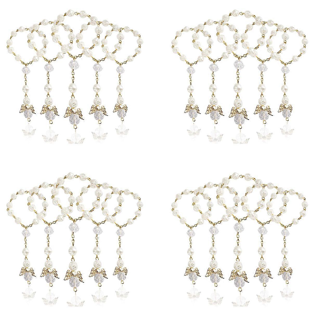120 PCS Baptism Rosary Acrylic Rosary Beads Mini Rosaries Angel for the First Communion Baptism Part