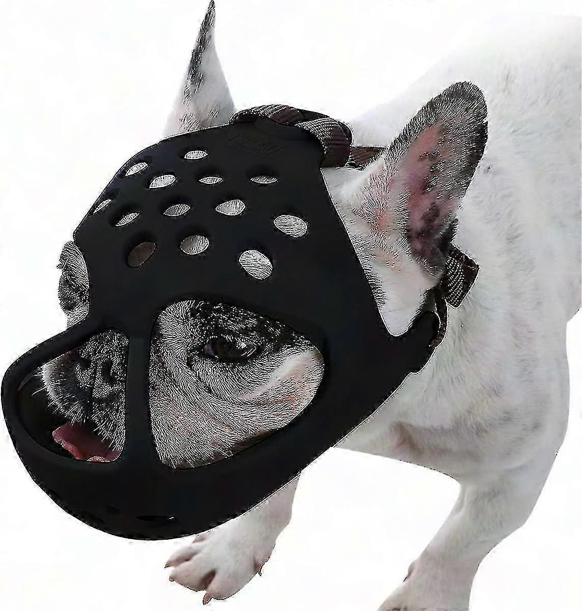 Soft Silicone Breathable Muzzle for Short Snout Dogs - Bite, Chew, Licking Control for Bulldogs & Flat-Faced Breeds