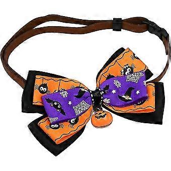 Halloween Adjustable Pet Collar, Halloween Buckle Collar With Bell Bow Tie Bibs, Halloween Dogs Cat Pet Costume Accessories (l 27-35cm)