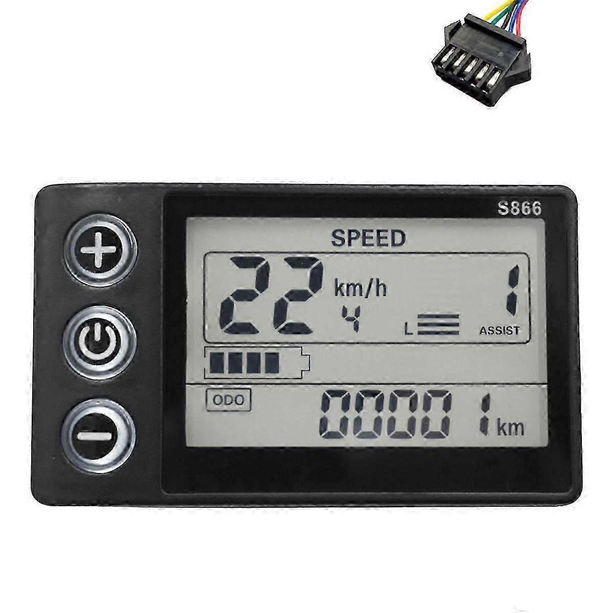 Electric Bike LCD Display Panel - S866 Controller for 24V, 36V, 48V, 60V Electric E-Bikes & Scooters