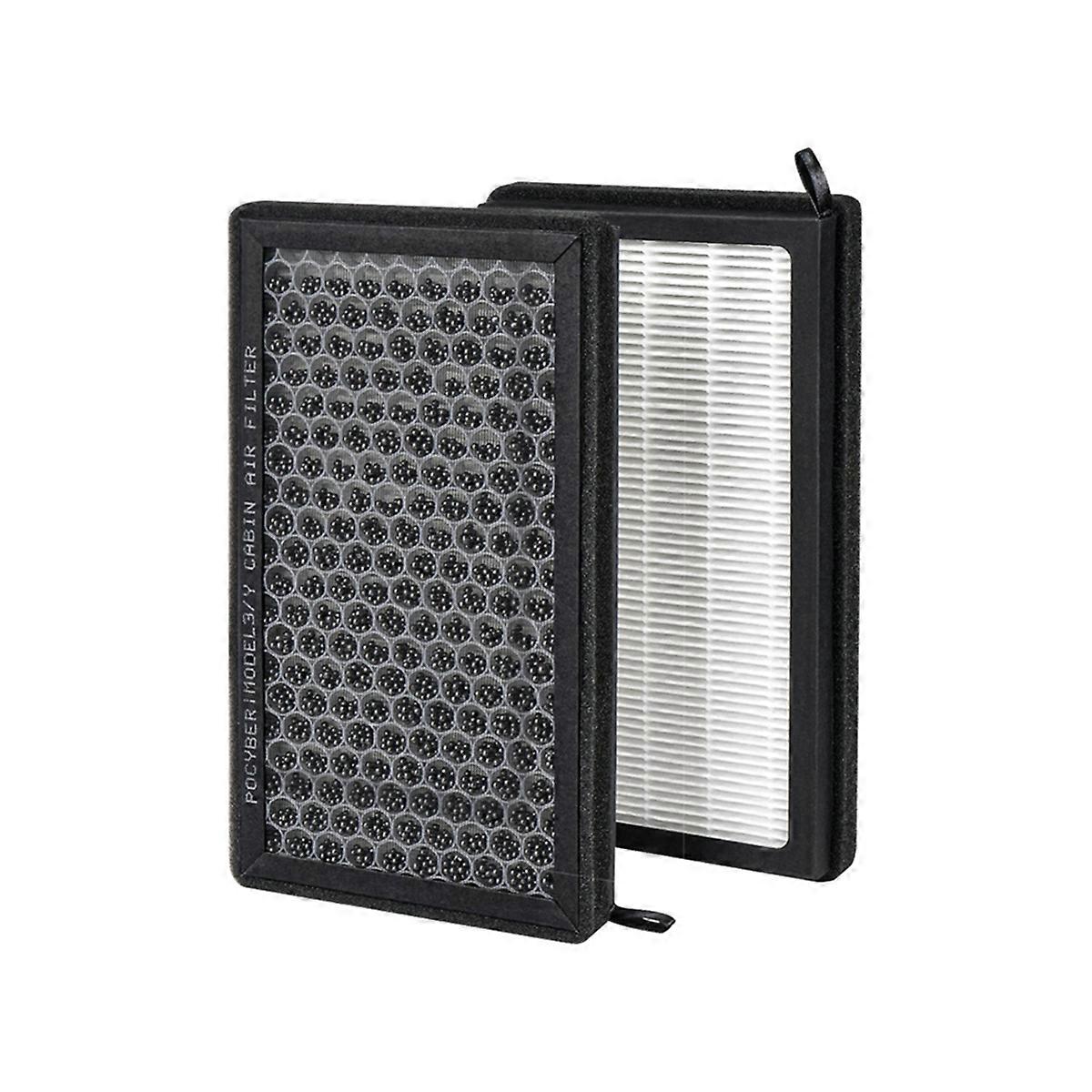 2Pcs Activated Carbon Double-Layer Air Conditioning Filter Replacement Kit for /Model Y 2016-2025