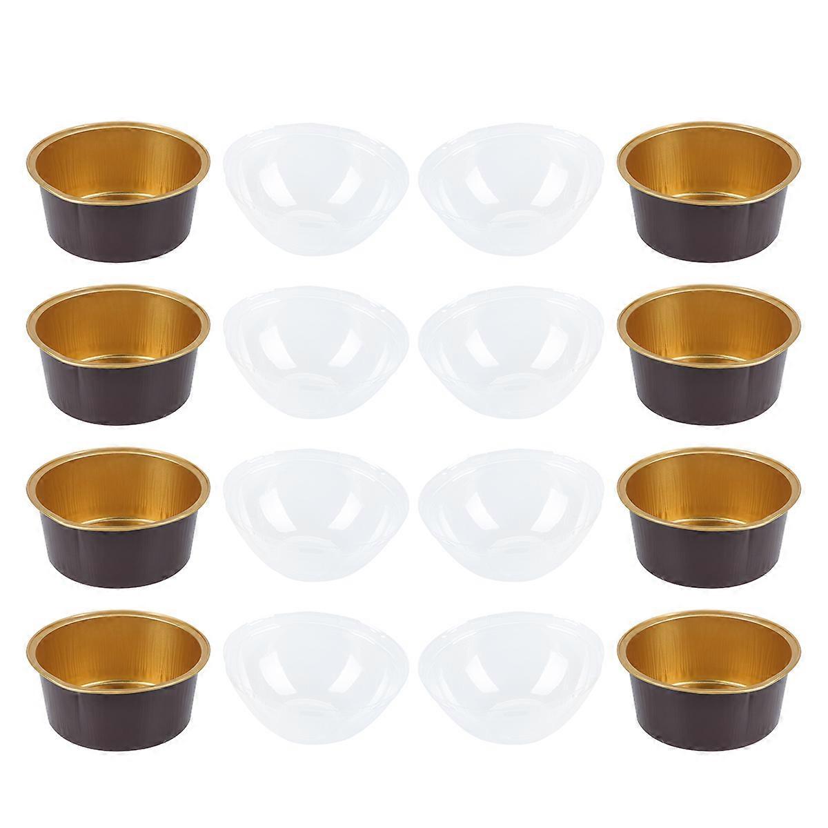 Round Aluminum Foil Baking Cups for Dessert Use Heat Resistant with Clear Lid 125ml