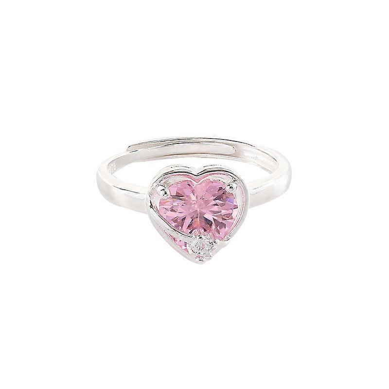 Pink Zircon Heart Open Ring, 2025 Trendy Women's Index Finger Ring