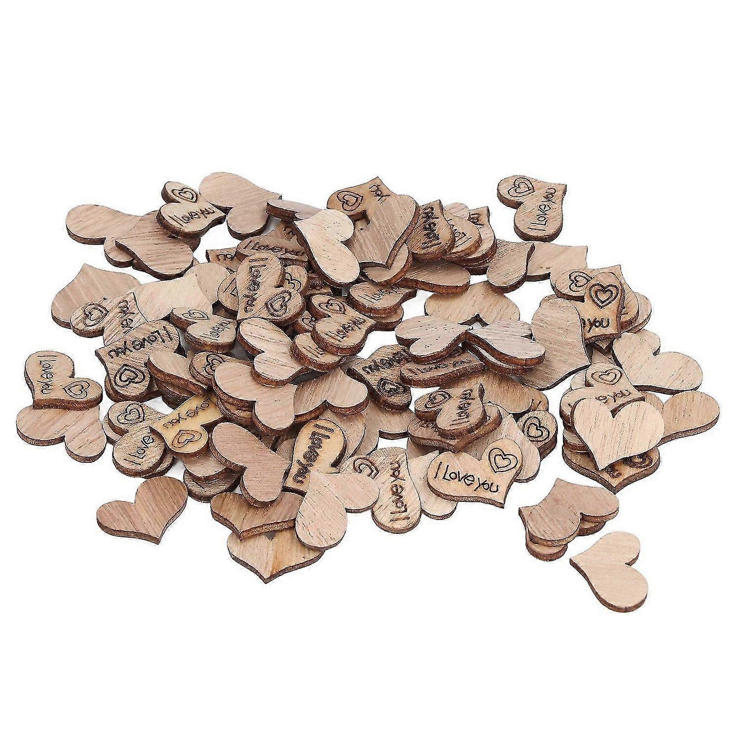 2025 أحدث طراز 200 قطعة قلوب خشبية 16x22mm قسط الخشب صديقة للبيئة