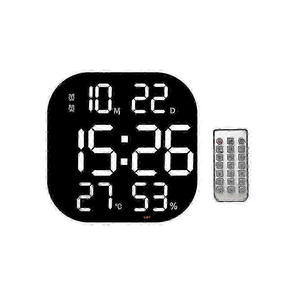 Led Digital Wall Clock with Remote Control, Temperature, Date, Week Display, Adjustable Brightness for Table and Home Decor