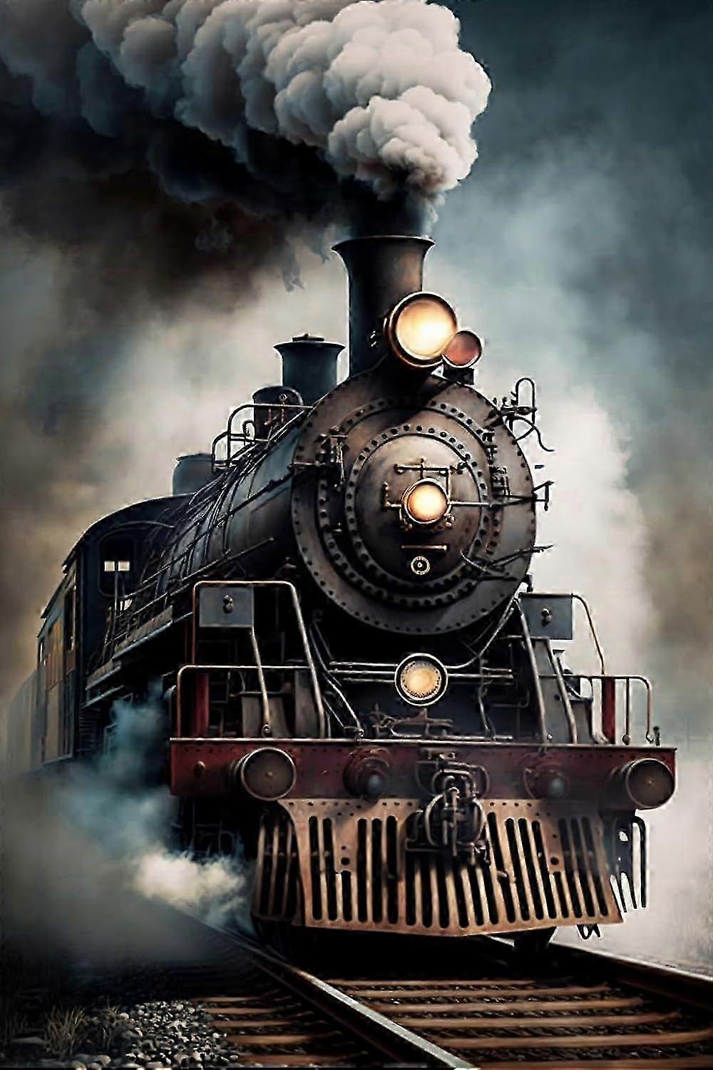 300/500/1000片黑色火车木制拼图，具有挑战性和有趣的活动 - 有趣且温暖的艺术成人拼图 - 现代家居装饰理想的G