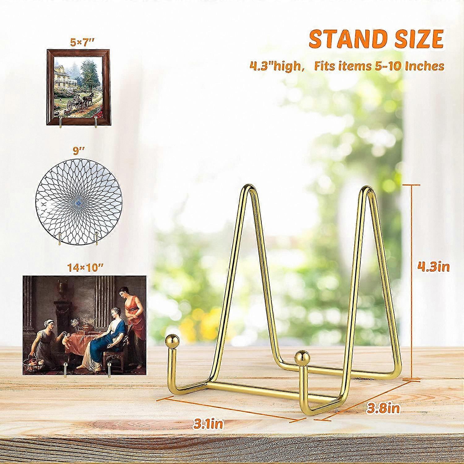 4 Inch Gold Metal Display Stands for Plates, Photos, and Platters (Set of 2)