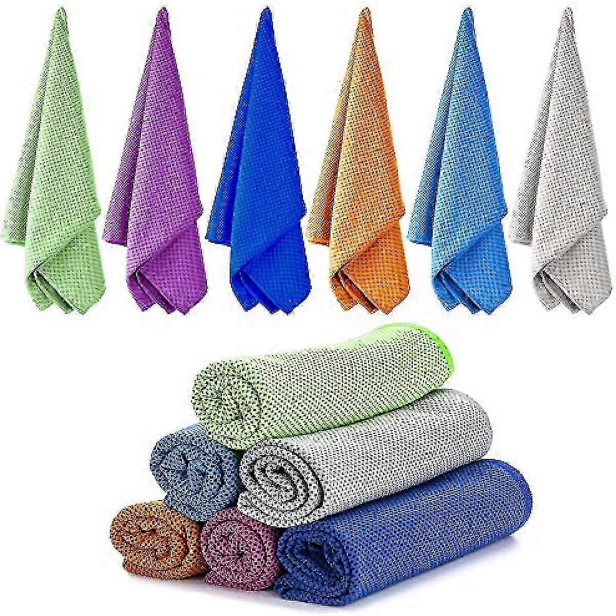 Microfiber cooling towels for yoga - 6 pack soft chilly neck towels