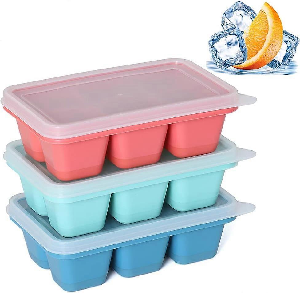 Ice Cube Trays for Freezer 3 Pack,Mini Ice Cube Trays with Lid & Easy