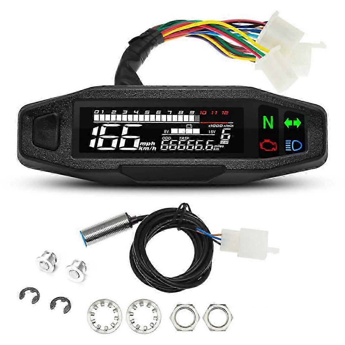 Motorcycle Speedometer Oil Gauge Tachometer Universal Digital Meters Inst ent Cluster Turn Signal
