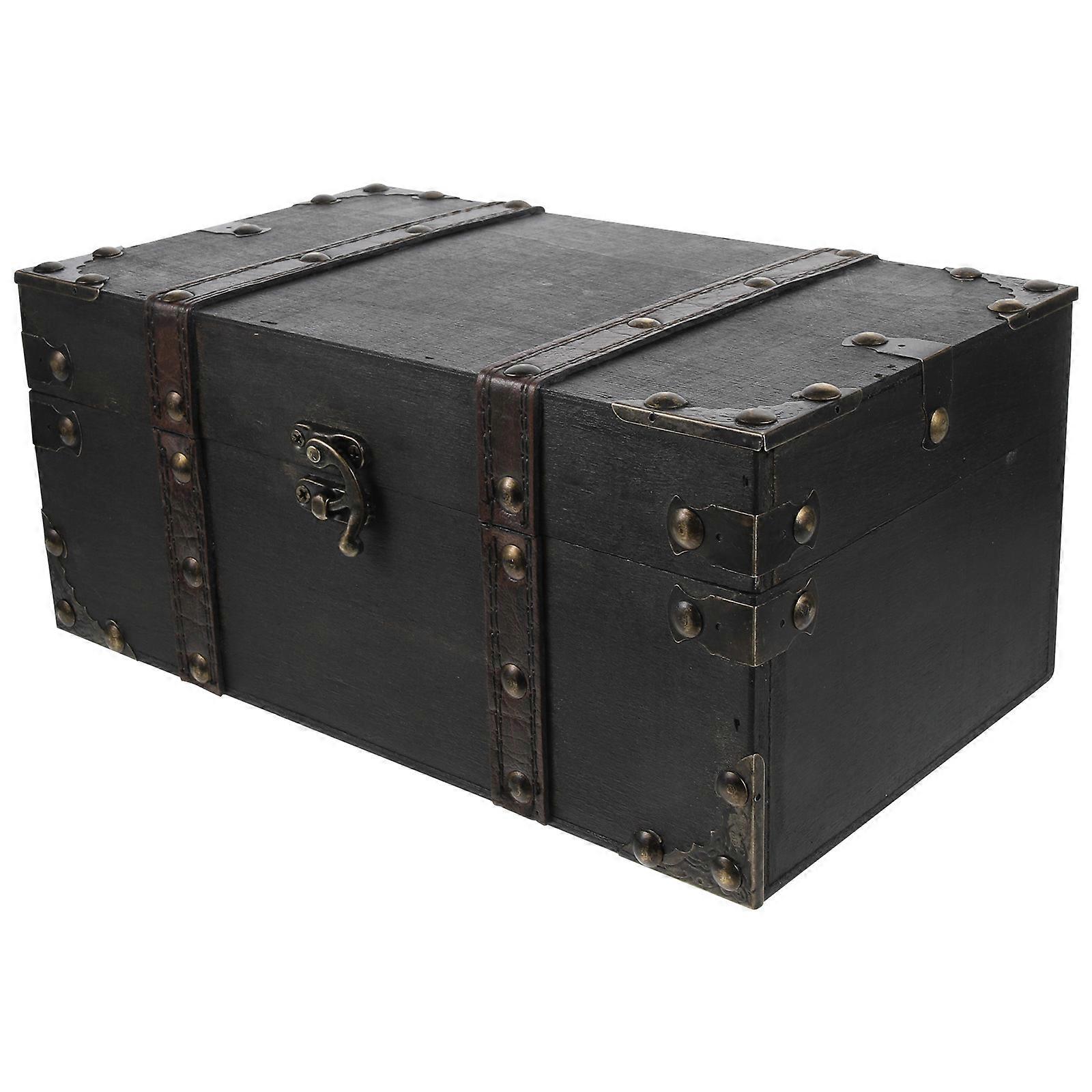 Wooden Trinket Box Retro Treasure Chest for Storage Use 3Pcs Set
