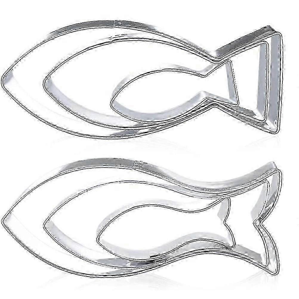 6stk / sæt rustfrit stål fisk kiks cutters fisk form cutters kiks cutter til bagning