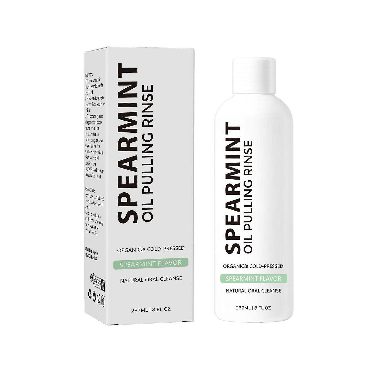 Spearmint Oil Pulling Rinse, Cold-Pressed Peppermint Oil Mouthwash for Teeth Whitening, Peppermint Pulling Oil for Teeth and Gums