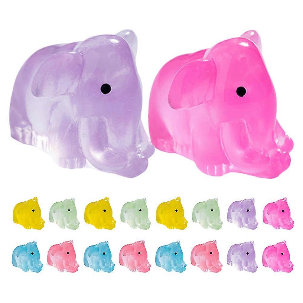 Miniature Elephant Figures Resin Glow in The Dark for Decor 54Pcs