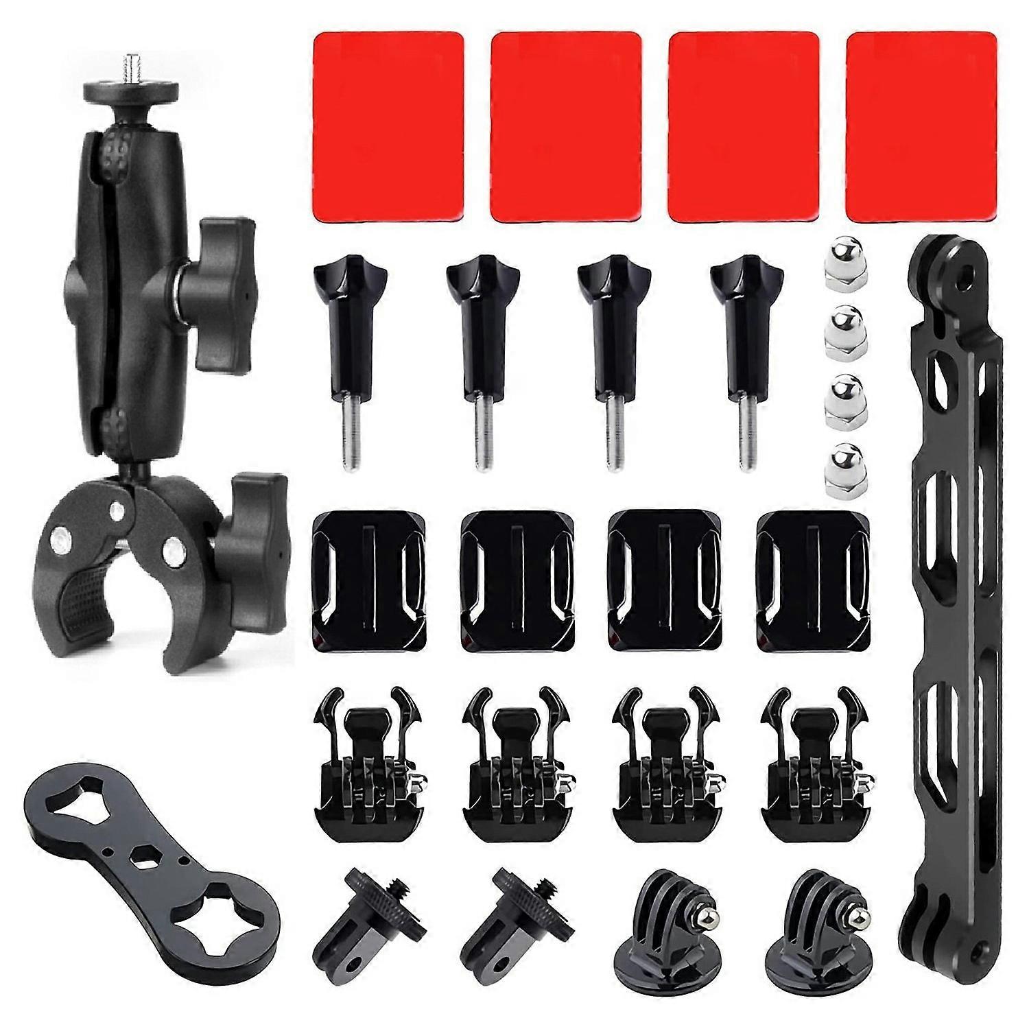 23Pcs/Set Motorcycle Accessory Bundle for Insta360/DJI/GoPro Action Camera Mount Kit