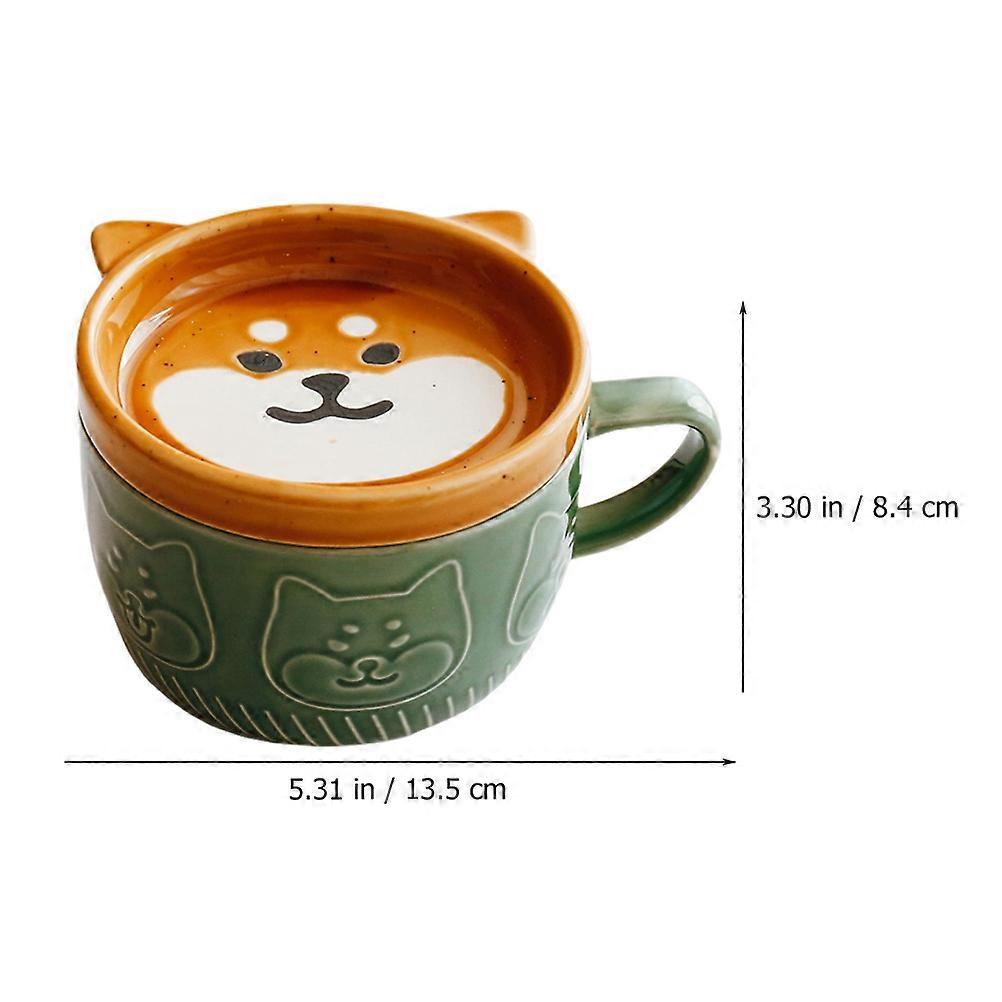 Cute Cups Ceramic Milk Cup for Home Use Green Material Holds Beverages 1Set