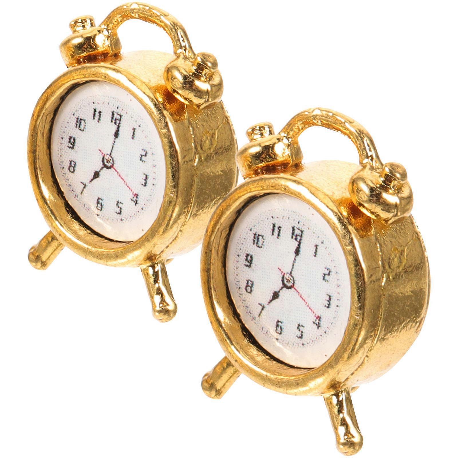 Mini Alarm Clocks Alloy Miniature Clock Models for Kids 4Pcs Set