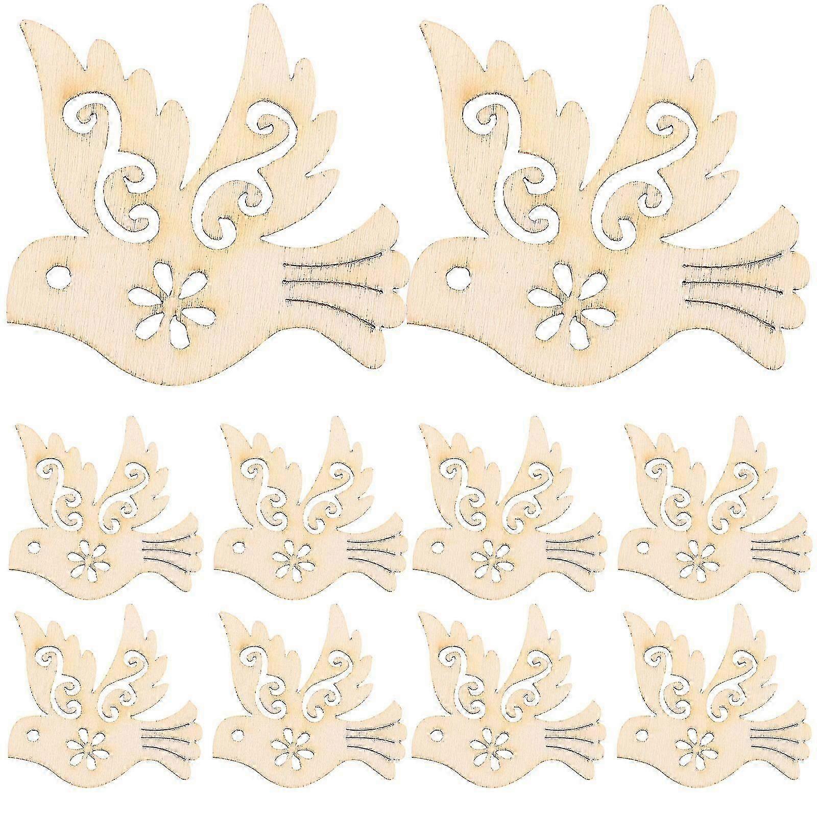 10 pcs Peace Dove Shaped Wooden Pieces Decor Diy Handmade Wooden Piece Hanging Decor for Home Bag Wallet