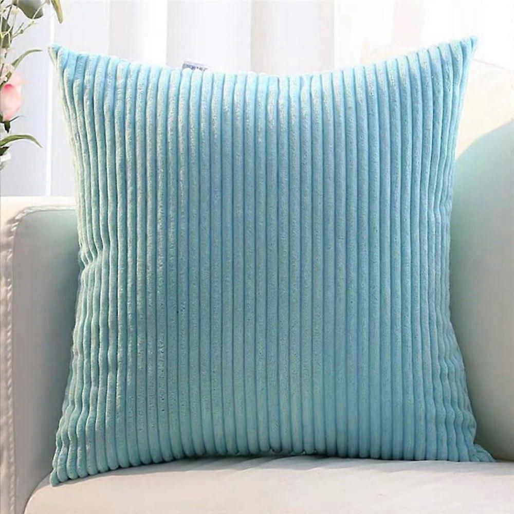 Super King Size Pillow Cases, Set Of 2, Square 80x80 cm, Light Aqua Blue, Invisible Zipper Cushion Covers