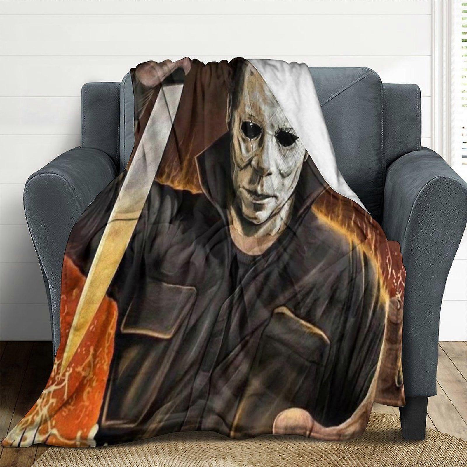 مايكل مايرز هالوين الفانيلا بطانيات لينة أفخم رمي بطانية غامضة مريحة فاخرة مكيف الهواء بطانية لغرفة النوم أريكة-w126