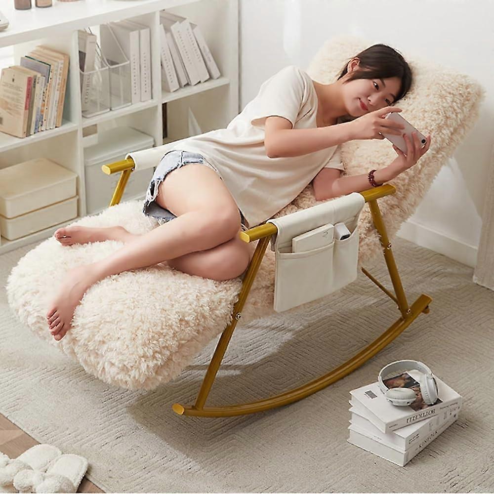 Nursery Nursing Rocking Chair Indoor Modern Glider Upholstered Accent Armchair With Teddy Side Pocket Color B