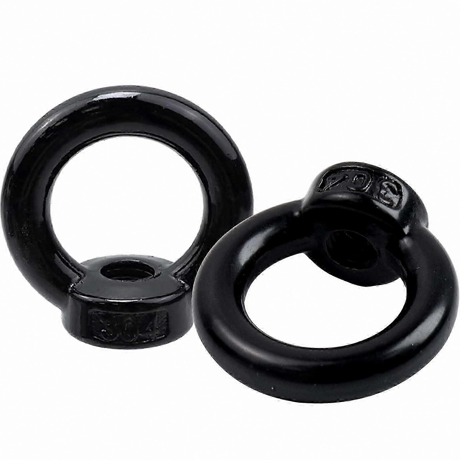 M8 Stainless Steel Eyelet Nuts, Black Oxide Ring Nuts for Hanging and Mounting Applications, Pack of 2