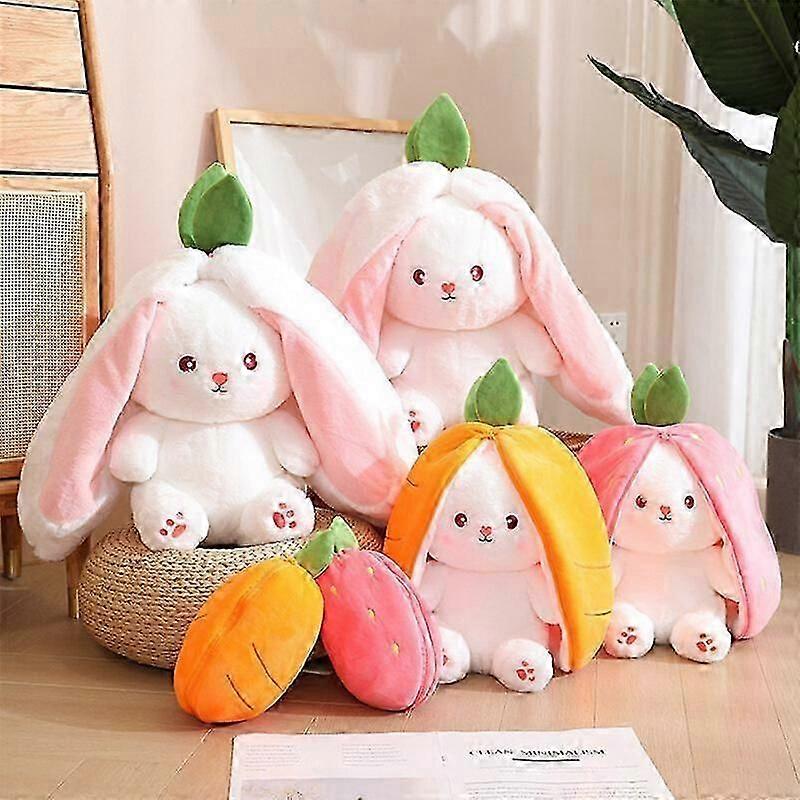 Easter Bunny Plush Toy Rabbit Hiding Carrot Strawberry Plush Toy Rabbit Plush Soft Long Ears Doll Gift for Kids Girls(multiple options)