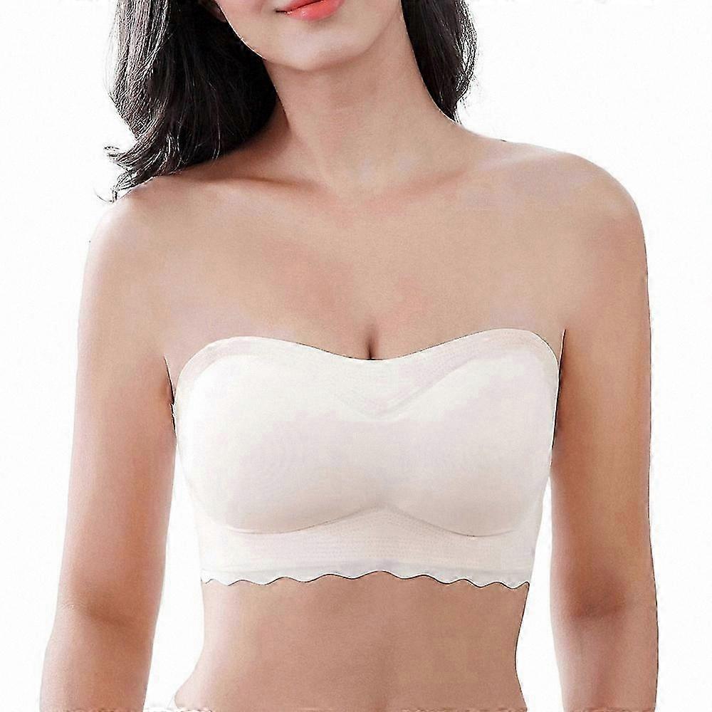 Women's Non-Slip Strapless Bra with Padding - Invisible Bandeau Support Solution for Everyday Comfort