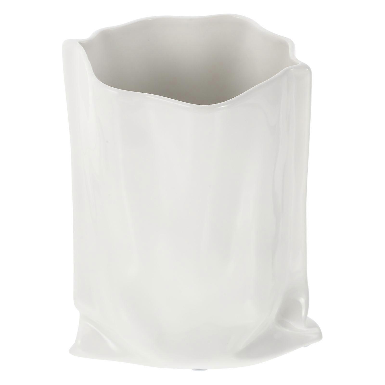 Simple Beauty Ceramic Flower Container Designed For Storage And Decoration Featuring A Bag Shaped Design Perfect For Indoor And Outdoor Spaces 2Pcs