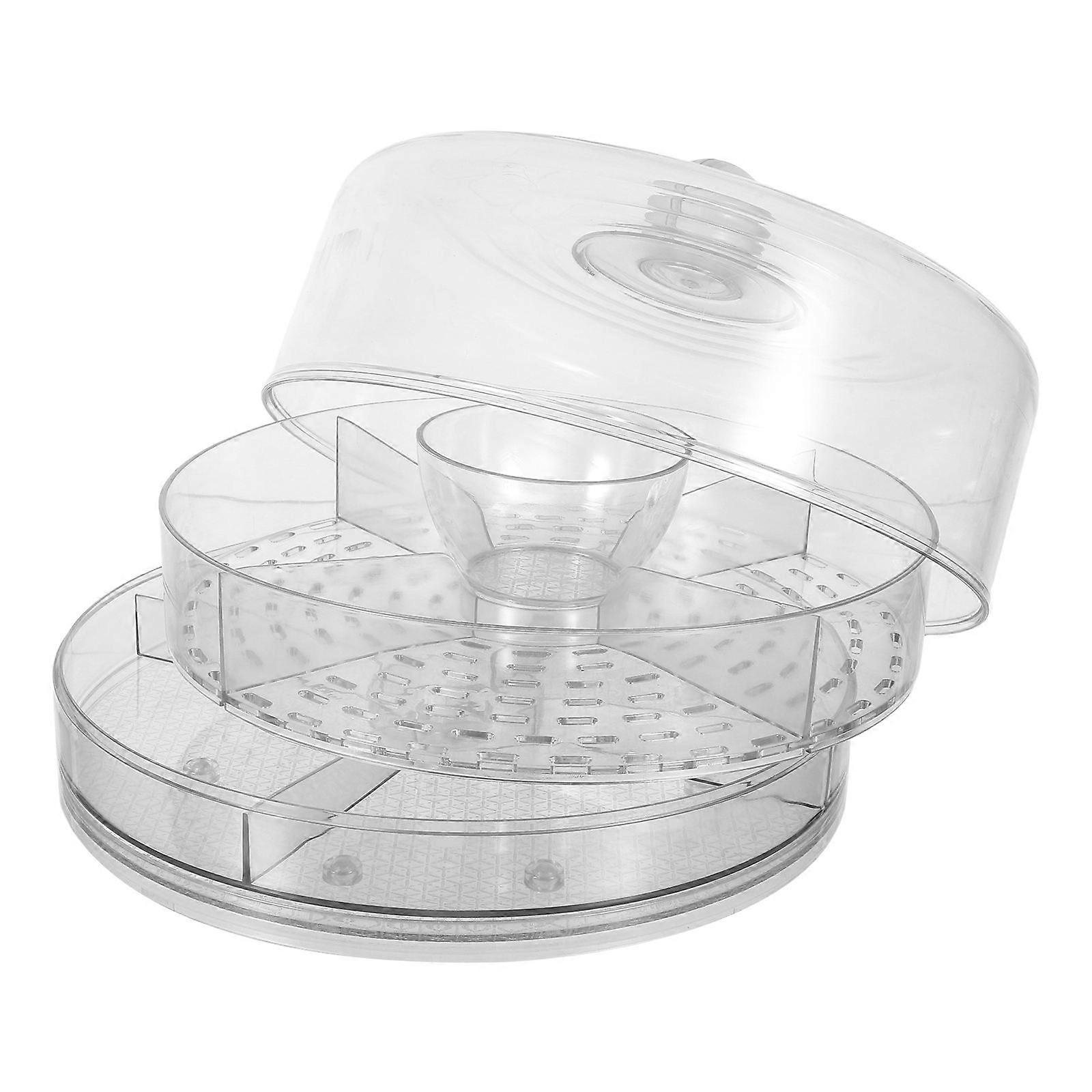 Rotating Serving Tray Ice Chilled Fruit Platter Transparent Plastic