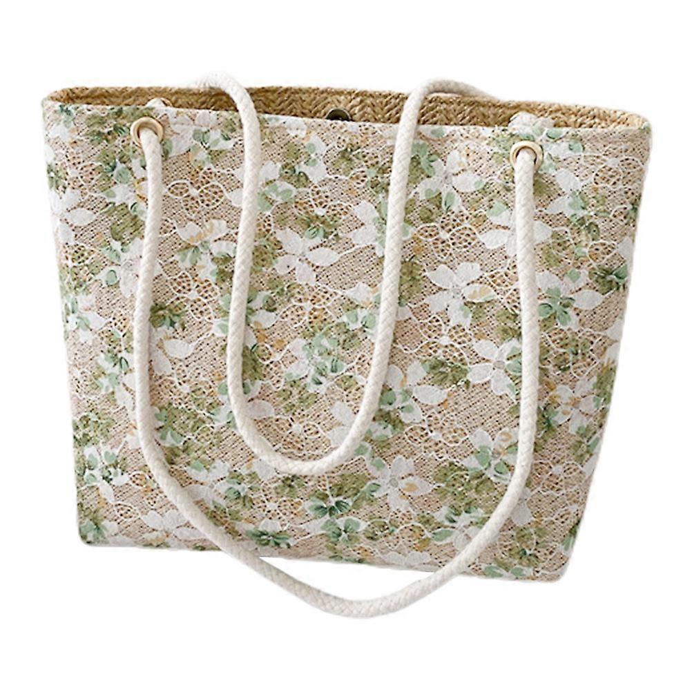 Khaki Shopping Handbag Woven Tote Bag for Daily Use 5Pcs