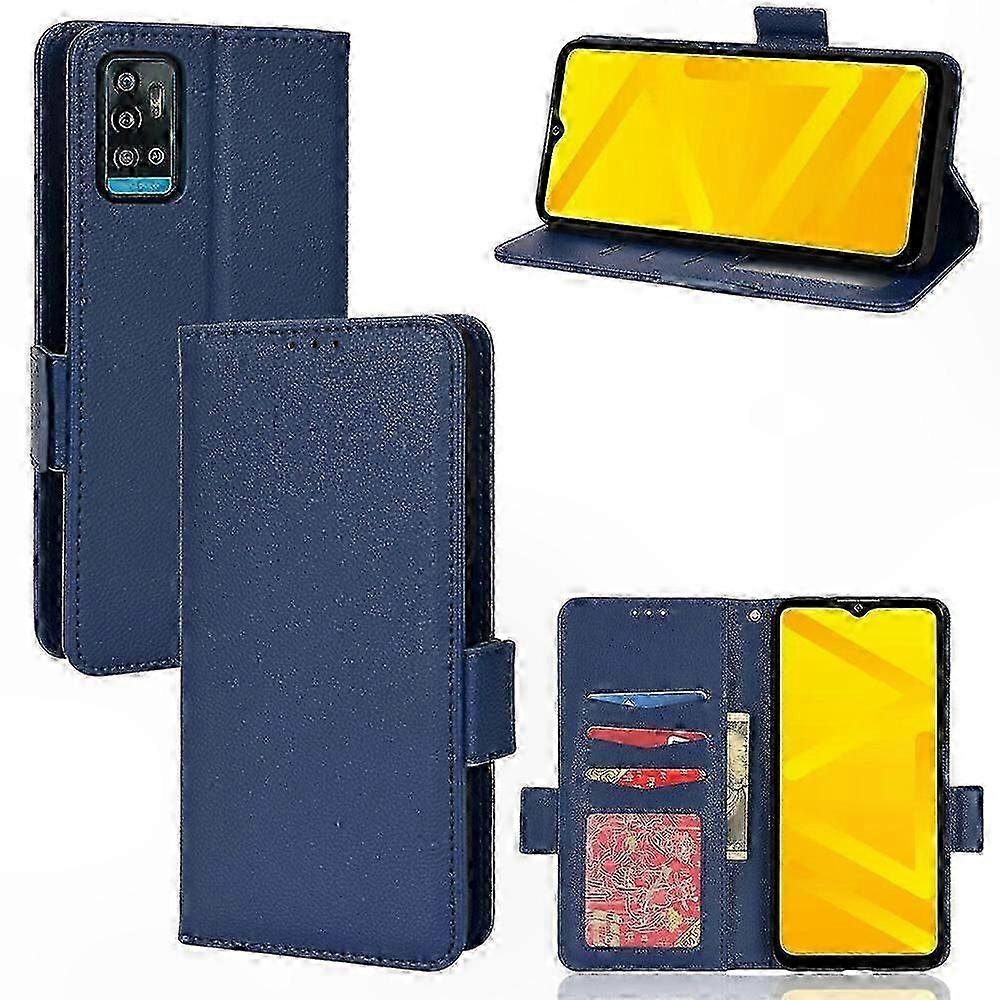 Leather Flip Wallet Case with Card Slots and Magnetic Closure for ZTE Blade A71