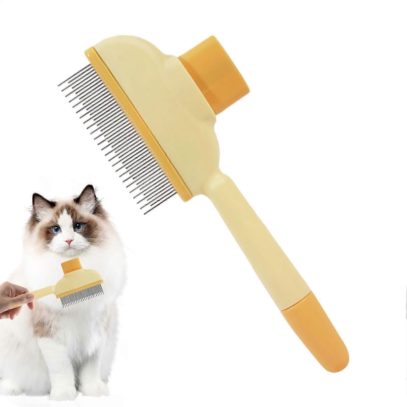 Cat Massage Comb With Short And Long Teeth For Matted Fur And Bun Removal, Yellow