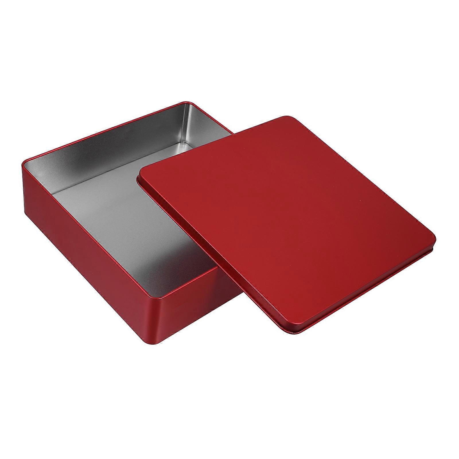 Tinplate Candy Box for Storage 4Pcs Red Empty Square Decorative Tin